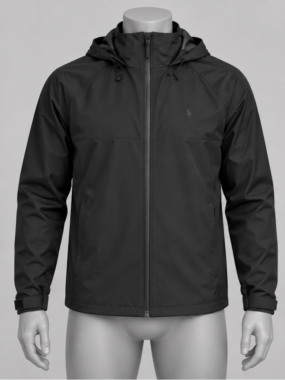 Polo by Ralph Lauren Matte Black Hooded Windbreaker